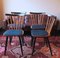 Mid-Century Dining Chairs with Splayed Legs and Petrol Blue Seats, Set of 4 10