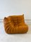 Mobilier de Salon Togo en Cuir Clair Cognac par Michel Ducaroy pour Ligne Roset, Set de 5 10