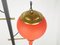Black Metal and Brass Floor Lamp with Green and Orange Murano Glass Shades from Stilnovo, 1950s 3