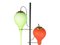 Black Metal and Brass Floor Lamp with Green and Orange Murano Glass Shades from Stilnovo, 1950s, Image 2