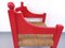 Italienischer Sessel aus Rotem Holz & Stroh im Stil von Vico Magistretti, 1970er 5