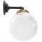 Vintage White Opaline Glass, Brass & Cast Iron Wall Light 5