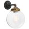 Vintage Clear Bubble Glass, Brass and Cast Iron Wall Light 2