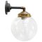 Vintage Clear Bubble Glass, Brass and Cast Iron Wall Light 1