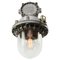 Industrielle Vintage Deckenlampe aus grauem Aluminiumguss und Klarglas 3