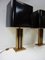Mid-Century Modern Hollywood Regency Black Lacquer and Brass Table Lamps, 1970s, Set of 2, Image 4