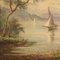 Artista francese, Lago con barche, 1950, Olio su tela, con cornice, Immagine 7