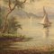 French Artist, Lake with Boats, 1950, Oil on Canvas, Framed 7