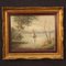 Artista francese, Lago con barche, 1950, Olio su tela, con cornice, Immagine 2