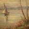 French Artist, Lake with Boats, 1950, Oil on Canvas, Framed 11