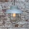 Vintage Industrial Grey Metal Clear Frosted Glass Pendant Light, Image 5