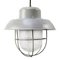 Vintage Industrial Grey Metal Clear Frosted Glass Pendant Light 1