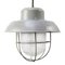 Vintage Industrial Grey Metal Clear Frosted Glass Pendant Light, Image 1
