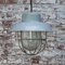Vintage Industrial Grey Metal Clear Frosted Glass Pendant Light, Image 6