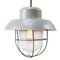 Vintage Industrial Grey Metal Clear Frosted Glass Pendant Light, Image 3