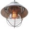 Vintage Industrial Grey Metal Clear Frosted Glass Pendant Light, Image 2