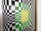 Italian Screen Printed Kinetic Checkerboard on Aluminum in the style of Vasarely, 1970s 14