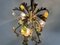 Lámpara de araña italiana de tres luces de hoja de latón y cristal de Murano, años 50, Imagen 24