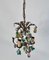 Lámpara de araña italiana de tres luces de hoja de latón y cristal de Murano, años 50, Imagen 15
