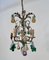 Lámpara de araña italiana de tres luces de hoja de latón y cristal de Murano, años 50, Imagen 13