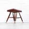 Swedish Stool with Eiffel Base in Walnut and Leather 4