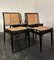 Swiss Black Lacquered Oak and Cane Chairs, 1960s, Set of 4 1