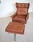 Vintage Danish Swivel Chair and Footstool in Cognac Leather from Skipper, 1964, Set of 2 9