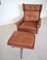 Vintage Danish Swivel Chair and Footstool in Cognac Leather from Skipper, 1964, Set of 2, Image 9