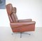 Vintage Danish Swivel Chair and Footstool in Cognac Leather from Skipper, 1964, Set of 2 1