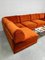 Sofá modular de tela naranja quemado, años 70. Juego de 6, Imagen 1
