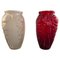 Art Deco Red and Opal White Art Glass Vases, 1940s, Set of 2 1