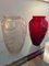 Art Deco Red and Opal White Art Glass Vases, 1940s, Set of 2 8