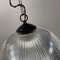 Lámpara colgante industrial Art Déco de vidrio de Holophane, Francia, años 30, Imagen 13