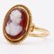 Vintage 18k Gold Agate Cameo Ring, 1960s 4