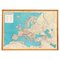 Mapa geográfico topográfico italiano moderno con marco de madera de Europa, años 50-90, Imagen 1