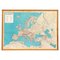 Modern Italian Topographic Geographical Map in Wood Frame of Europe, 1950s-1990s 1