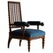 Fauteuil Bobbin en Chêne et Velours Bleu, Angleterre, 19ème Siècle 1