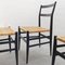 Mod. Sedie da pranzo nr. 646 in frassino nero e paglia di Gio Ponti per Cassina, 1952, set di 4, Immagine 5