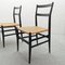 Mod. 646 Dining Chairs in Black Ash and Straw by Gio Ponti for Cassina, 1952, Set of 4 4