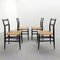 Mod. Sedie da pranzo nr. 646 in frassino nero e paglia di Gio Ponti per Cassina, 1952, set di 4, Immagine 6