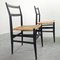 Mod. Sedie da pranzo nr. 646 in frassino nero e paglia di Gio Ponti per Cassina, 1952, set di 4, Immagine 2