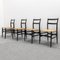 Mod. 646 Dining Chairs in Black Ash and Straw by Gio Ponti for Cassina, 1952, Set of 4 1