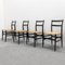 Mod. Chaises de Salle à Manger 646 en Frêne Noir et Paille par Gio Ponti pour Cassina, 1952, Set de 4 1