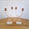 Italian Art Deco Revival Acrylic and Brass Candleholders, 1980s, Set of 2 3