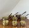 Large Antique Victorian Heavy Brass Saucepans, 1860, Set of 8 1