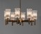 Brass Eight Arms Chandelier with Clear Art Glass Vases by Markaryd, Sweden, 1970s 2