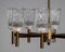 Brass Eight Arms Chandelier with Clear Art Glass Vases by Markaryd, Sweden, 1970s 7