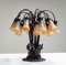 Tiffany Lilly Table Lamp with 18 Art Glass Shades in Bronze, 1980s 1