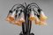 Tiffany Lilly Table Lamp with 18 Art Glass Shades in Bronze, 1980s, Image 4