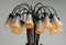 Tiffany Lilly Table Lamp with 18 Art Glass Shades in Bronze, 1980s, Image 3